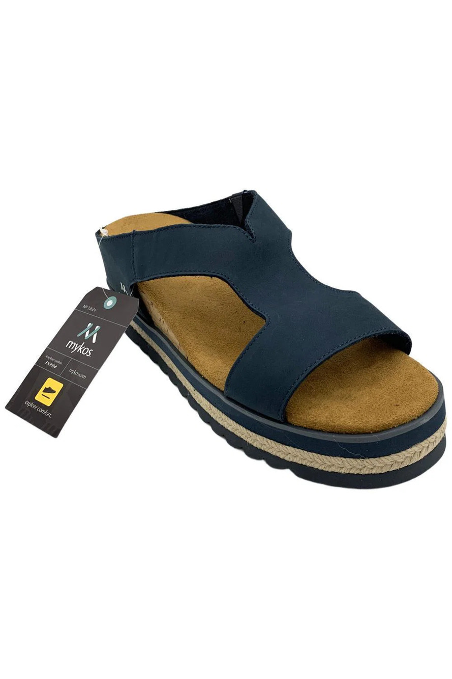 Mykos Women's Leather Wedges Ismina Navy - Medium